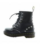 ドクターマーチン DR.MARTENS 8ホール STUD ROLLED VINTAGE SMOOTH ショートブーツ レースアップ ロゴ レザー スタッズ US6 24cm 黒 ブラック 1460 ■GY18 /MQ