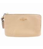 コーチ COACH 6649 MBLK リストストラップ ダブルジップ ポーチ マルチケース ロゴ レザー ベージュ /GV ■GY18