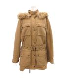 バーバリー ロンドン BURBERRY LONDON 中綿ジャケット ブルゾン ラクーンファー ライナー シルク混 ノバチェック 40 ベージュ /JS ■GY18