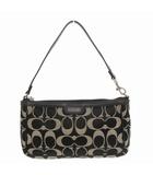 コーチ COACH シグネチャー ハンドバッグ ポーチ マルチケース 肩掛け ロゴ キャンバス 黒 ブラック ベージュ /GV ■GY11