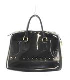 フルラ FURLA CANDY ボストンバッグ ミニ ハンドバッグ PVC ビニール スタッズ ロゴ型押し カデナ 黒 ブラック /CK20 ■GY18