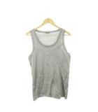 タンクトップ ノースリーブ フロントデザイン コットン グレー /AH8 ■GY17