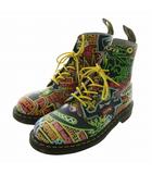 ドクターマーチン DR.MARTENS × Mark Wigan PASCAL ショートブーツ レザー 8ホール ラウンドトゥ レースアップ 総柄 US11 29cm マルチカラー /XZ ■GY18