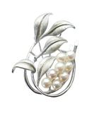  ノーブランド品 ピンブローチ アクセサリー ロゴ パール 真珠 植物 シルバー色 ■GY11 /MQ