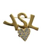 イヴサンローラン YVES SAINT LAURENT ピンブローチ アクセサリー ロゴ ラインストーン ハート ゴールド色 ■GY18 /MQ
