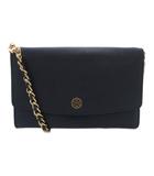 トリーバーチ TORY BURCH ロビンソン チェーン ウォレット ショルダーバッグ レザー ダブルTロゴ 紺 ネイビー /UO ■GY18