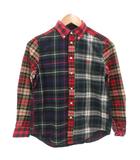 ラルフローレン RALPH LAUREN ボタンダウンネルシャツ 長袖 チェック クレイジーパターン ポニー刺繍 M 10-12 マルチカラー /GV ■GY18