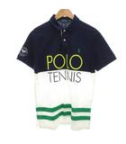 ポロ ラルフローレン POLO RALPH LAUREN ポロシャツ テニスウェア 半袖 ロゴ刺繍 M 白 ホワイト 紺 ネイビー /BS