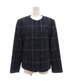 バーバリーズ Burberrys ヴィンテージ ノーカラージャケット チェック柄 11 紺 ネイビー /AE ■GY17