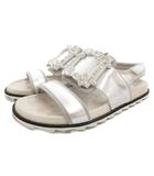 ロジェヴィヴィエ ROGER VIVIER サンダル ストラップ クリスタル ビジュー 装飾 37 24.5cm シルバーカラー 銀色 /GV ■GY18