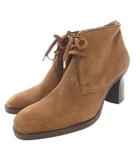 アンクルブーツ ブーティー スエードレザー 本革 7 茶 ブラウン ショート ヒール /GV ■GY18