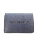 バレンシアガ BALENCIAGA キャッシュ 三つ折り財布 ウォレット レザー ロゴプリント ネイビー /UO ■GY18