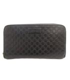 グッチ GUCCI マイクログッチシマ 長財布 ウォレット 小銭入れあり ラウンドファスナー ロゴ レザー 黒 ブラック 449391 /GV ■GY18