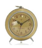 セイコー SEIKO ジャンク品 SEIKOSYA 精工舎 置き時計 目覚まし時計 アンティーク 手巻き アナログ 3針 ベージュ シルバー色 /XZ ■GY18