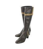 リーガル REGAL ロングブーツ ジョッキーブーツ レザー 革 切替 配色 バイカラー ワンポイントメタリック 24 茶 ブラウン /CK19 ■GY18