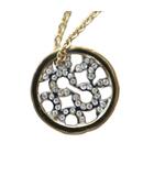 コーチ COACH ネックレス アクセサリー ペンダント ロゴ ラインストーン オプアート 総柄 ゴールド色 ■GY11 /MQ