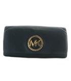 マイケルコース MICHAEL KORS 長財布 レザー 二つ折り MKロゴ ゴールド金具 紺 ネイビー 35F0GFTE1L /XZ ■GY11