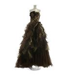  Aya na ture アヤナチュール ウェディングドレス Aライン ビスチェ サテン チュール ヒョウ柄 レオパード スパンコール レース リボン 9TT M 茶色 ブラウン /XZ ■GY18