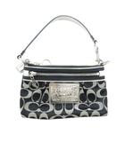 コーチ COACH ポーチ ハンドバッグ キャンバス レザー シグネチャー ロゴ グレー 黒 ブラック /JS ■GY18