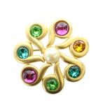 ジバンシィ GIVENCHY ヴィンテージ ピンブローチ アクセサリー カラーストーン ビジュー フェイクパール ゴールドカラー 金色 ■GY18 /MQ