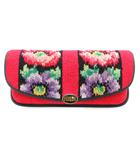 フェイラー FEILER メガネケース パイル地 ローズ柄 赤 レッド /JS ■GY11