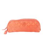 コーチ COACH ポーチ コスメ ペンシル ナイロン ジャカード レザー 革 オプアート ロゴ ピンク コーラル 45108 /CK20 ■GY11