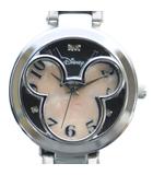 ディズニー Disney 85周年記念 腕時計 フェイスウォッチ クォーツ ラウンド シェル文字盤 天然ダイヤモンド ミッキーマウス シルバー色 ■GY18 /MQ