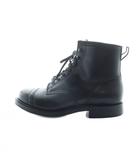 ダブルアールエル RRL バワリーブーツ ショートブーツ ラウンドトゥ ロゴ レザー 10 28.5cm 黒 ブラック /MQ ■GY18