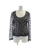 ジョルジオアルマーニ GIORGIO ARMANI カットソー 長袖 レース シースルー 総柄 黒 ブラック ■GY18 /MQ