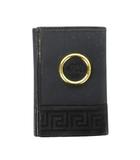 ジャンニヴェルサーチ ヴェルサーチェ GIANNI VERSACE カードケース 名刺入れ レザー 革 PVC ロゴ 切替 黒 ブラック /CK24 ■GY11