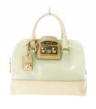 フルラ FURLA キャンディバッグ ミニボストン ハンド ビニール 緑 グリーン ベージュ /CK22 ■GY17