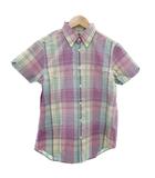 SPORT タグ付き ボタンダウンシャツ BD 8 ポニー刺繍 半袖 チェック柄 紫 パープル /AE ■GY17