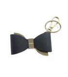 フルラ FURLA バッグチャーム ストラップ ロゴ リボンモチーフ ゴールド色 黒 ブラック ■GY18 /MQ