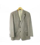 バーバリーズ Burberrys テーラードジャケット シングル 背抜き ウール チンベルト チェック X2 グレー /CK8 ■GY18