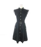 バーバリーブルーレーベル BURBERRY BLUE LABEL シャツワンピース ひざ丈 半袖 ベルト シアースリーブ チェック 38 M 紺 ネイビー /AO22 ■GY11