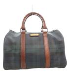 ポロ ラルフローレン POLO RALPH LAUREN ボストン ハンドバッグ PVC レザー ブラックウォッチ ロゴ 紺 ネイビー 緑 グリーン /GV ■GY13