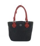 サボイ SAVOY トートバッグ ハンド デニム レザー ロゴ グレー 黒 ブラック ■GY18 /MQ