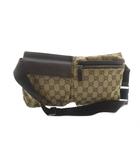 グッチ GUCCI 28566 ボディバッグ ショルダーバッグ 斜めがけ ロゴ GGキャンバス レザー 茶 ブラウン ■GY11 /MQ ■OH