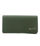 アニエスベー agnes b. MH18-03 キーケース 三つ折り 4連 サフィアーノ レザー ロゴ シルバー金具 緑 グリーン /XZ ■GY18