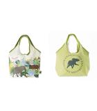 ハンティングワールド HUNTING WORLD BORNEO リバーシブル ハンドバッグ リネン ナイロン ロゴ アニマル ジャングル ラバーチャーム 緑 グリーン /CK18 ■GY18