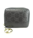 グッチ GUCCI グッチシマ コインケース 小銭入れ カードケース レザー ラウンドファスナー GG 黒 ブラック /MN7 ■GY18