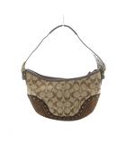 コーチ COACH 7057 ハンドバッグ セミ シグネチャー キャンバス スエードレザー ロゴ 茶 ブラウン ■GY18 /MQ