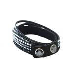 スワロフスキー SWAROVSKI ブレスレット アクセサリー ラインストーン ロゴ 黒 ブラック ■GY11 /MQ