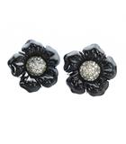 スワロフスキー SWAROVSKI melissa イヤリング アクセサリー 両耳用 ラインストーン フラワーモチーフ ロゴ 黒 ブラック ■GY11 /MQ