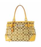 コーチ COACH ハンドバッグ キャンバス レザー 革 シグネチャー ロゴ フック タッセル 茶 ブラウン 8K06 /CK27 ■GY11