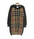 バーバリー ロンドン BURBERRY LONDON ニット セーター 子供服 女の子 ウール カシミヤ混 長袖 ノバチェック 8Y 128cm 茶色 ブラウン 黒 ブラック 8046103 /XZ ■GY18