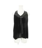 ジョルジオアルマーニ GIORGIO ARMANI ノースリーブベロアカットソー タイデザイン リボン シルク混 絹 42 M 黒 ブラック /AH6 ■GY18