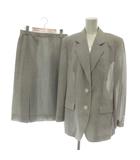 バーバリー BURBERRY スーツ セットアップ 上下 テーラードジャケット シングル 2B 背抜き 肩パッド タイトスカート ひざ丈 チェック柄 ウール 13ABR XL グレー /XZ ■GY18