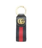 グッチ GUCCI オフィディア キーリング キーホルダー GGマーモント シェリーライン 刻印 キャンバス レザー 黒 ブラック /AH8 ■GY11