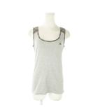 バーバリーブルーレーベル BURBERRY BLUE LABEL カットソー ラウンドネック ノースリーブ タンクトップ 切替 チェック ロゴ刺繍 38 M グレー /AO22